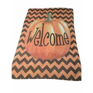 CDI Welcome Pumpkin Outdoor Flag Orange black 40" double sided Fall Thanksgiving
